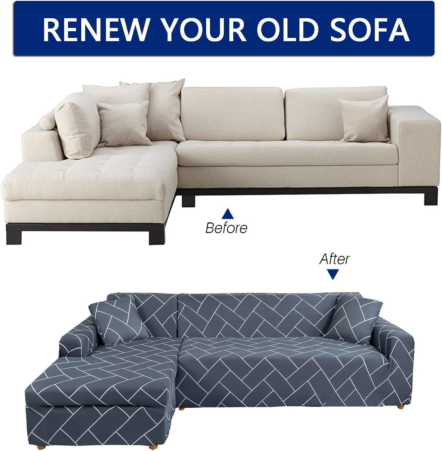 Hexa Grey L-Shape Sofa Cover - Stain Proof, Dust Proof, Super Strechable & Machine Washable