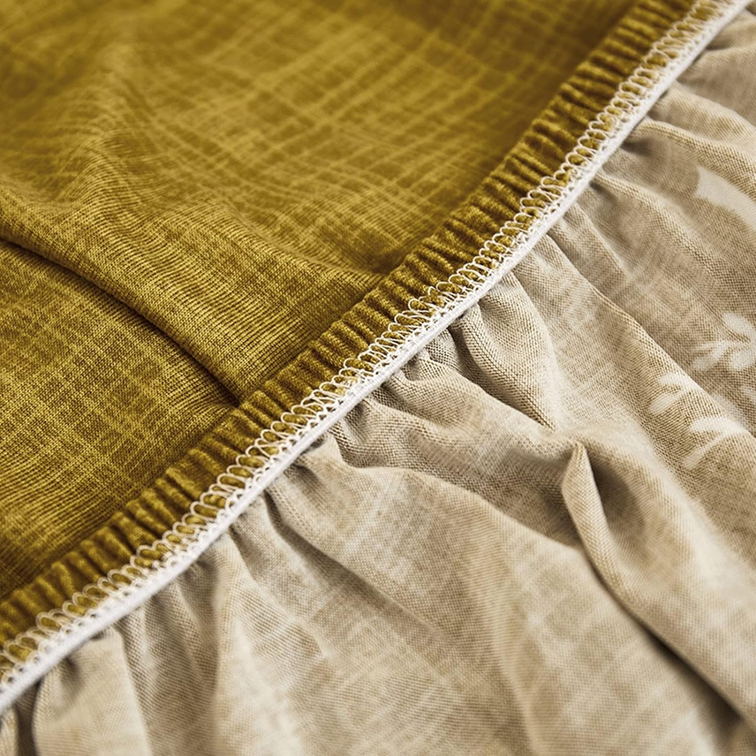 Yellow Leaf L-Shape Sofa Cover - Stain Proof, Dust Proof, Super Strechable & Machine Washable