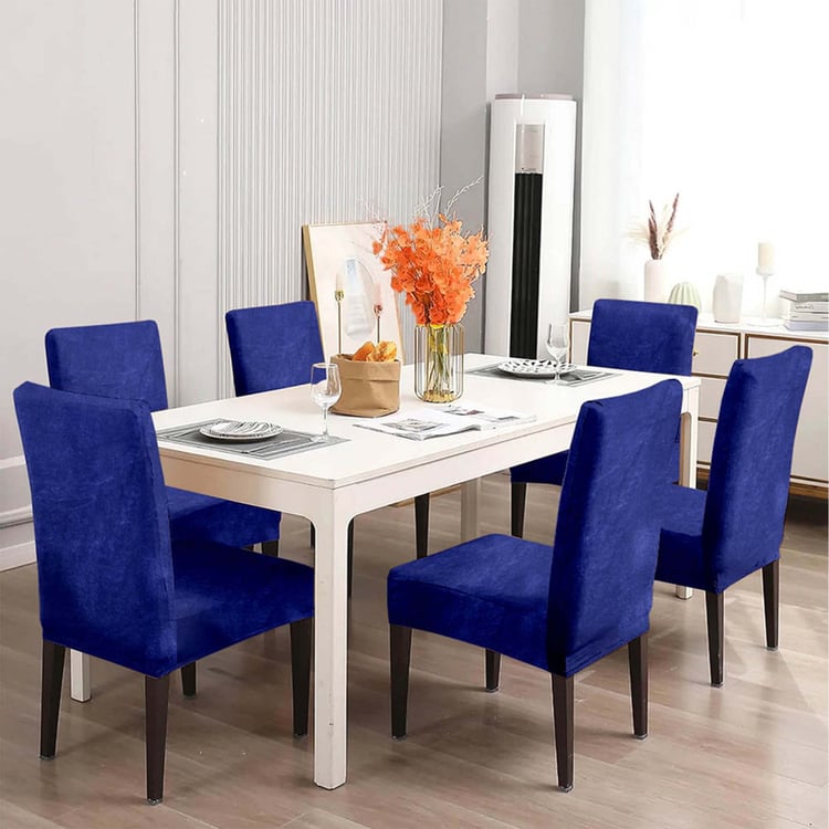 Navy Blue Solid Chair Cover