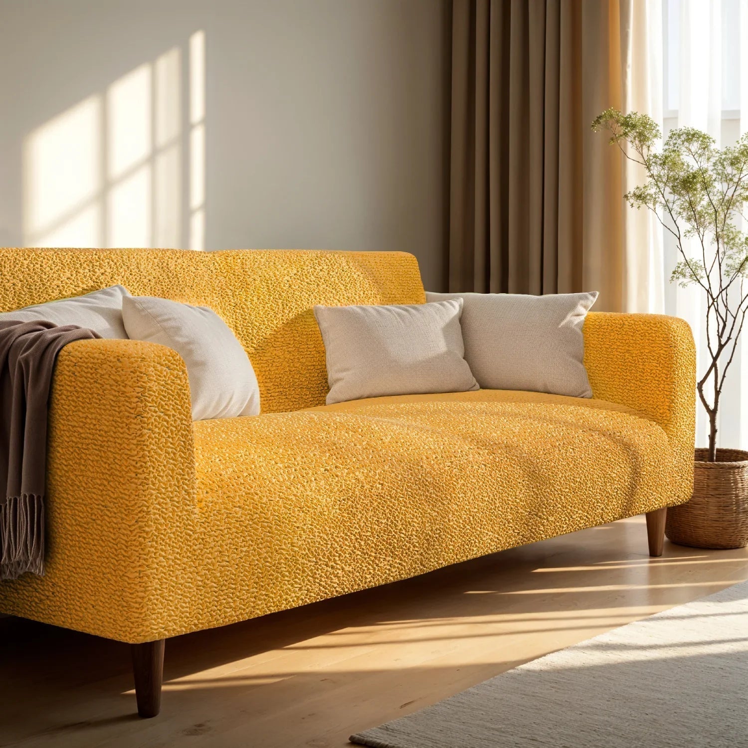 Bouncy Cappuccino Sofa Cover - Dustproof Water-Proof Streachable - Microfibra Collection (Copy)