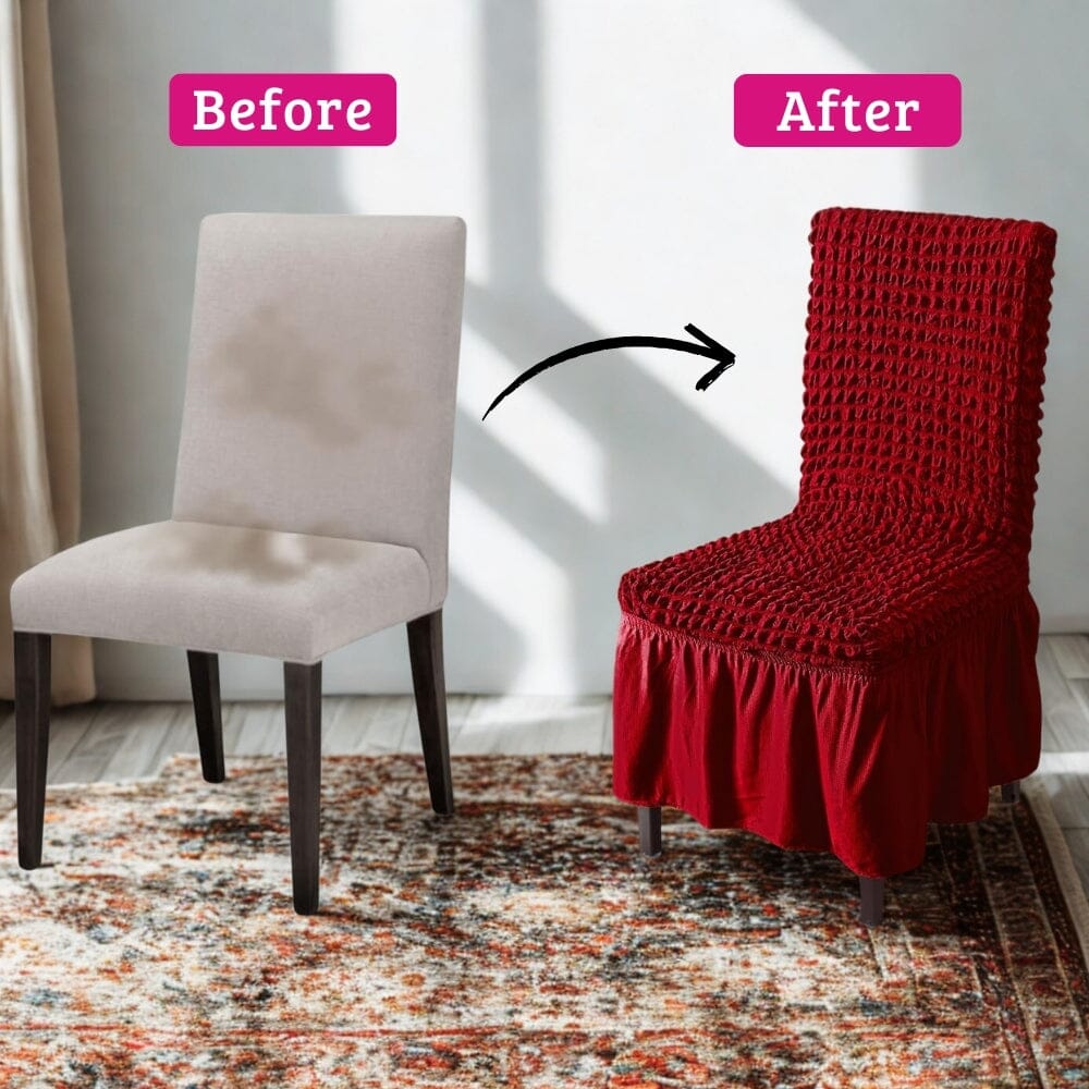 Bubble White  Dining Chair Cover - Micro Fibre Collection