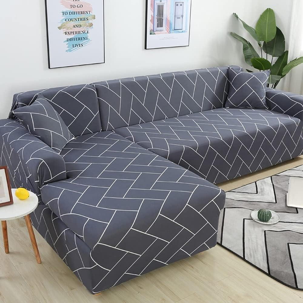 Hexa Grey L-Shape Sofa Cover - Stain Proof, Dust Proof, Super Strechable & Machine Washable