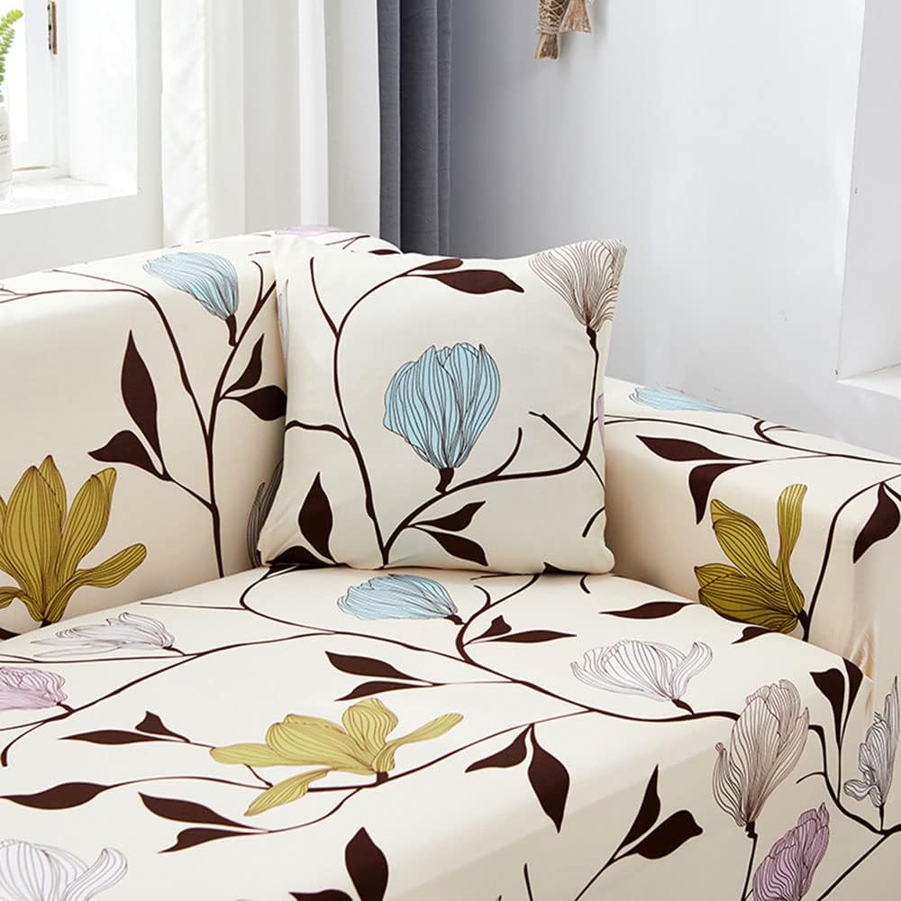 Cream Dream L-Shape Sofa Cover - Stain Proof, Dust Proof, Super Strechable & Machine Washable