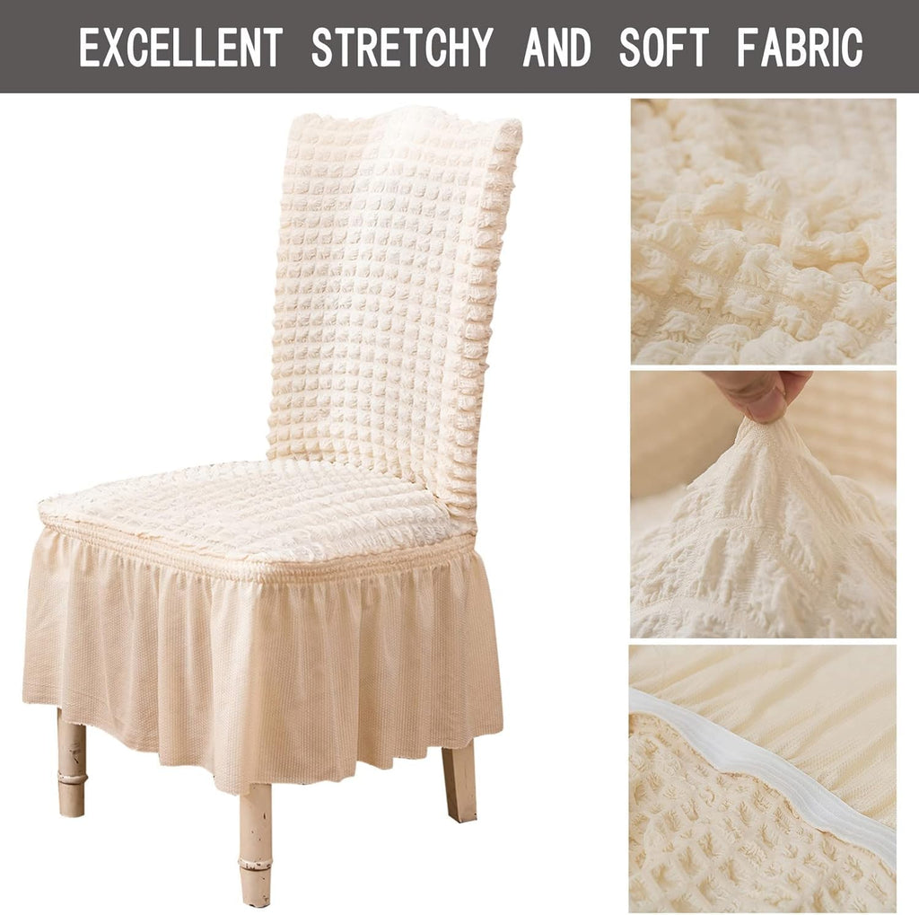 Bubble Cream Dining Chair Cover - Micro Fibre Collection