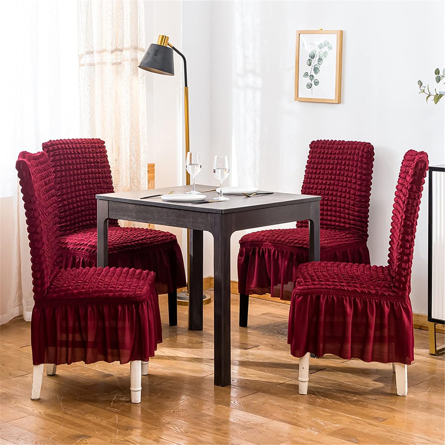 Bubble Maroon Dining Chair Cover - Micro Fibre Collection