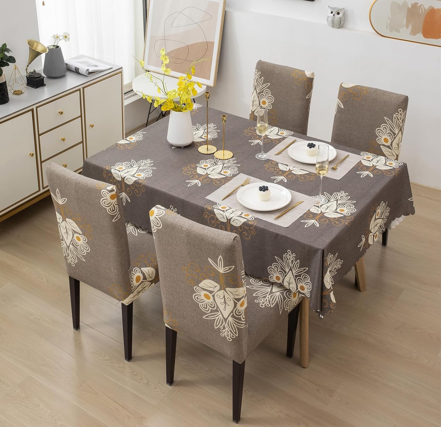 Beige Brocade Covers – Dustproof, Stain-Free, Water Resistant & Washable