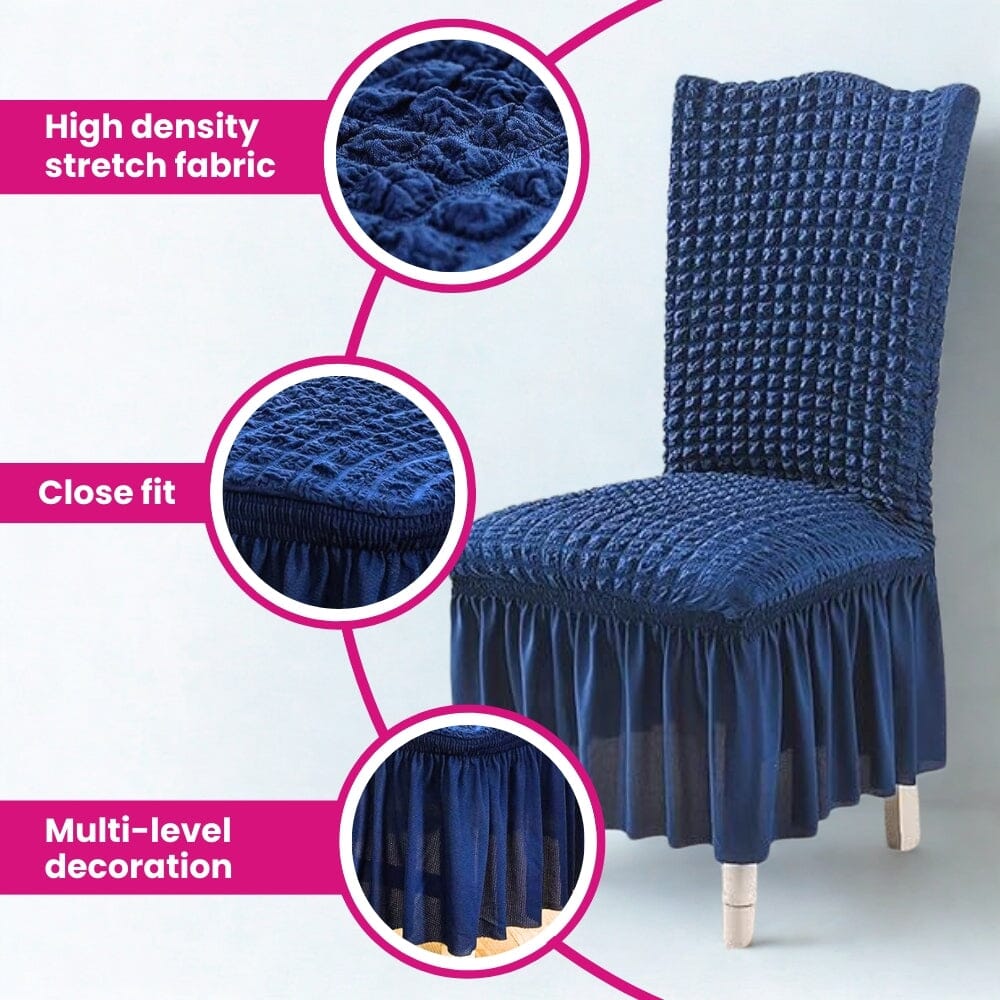 Bubble Blue Dining Chair Cover - Micro Fibre Collection
