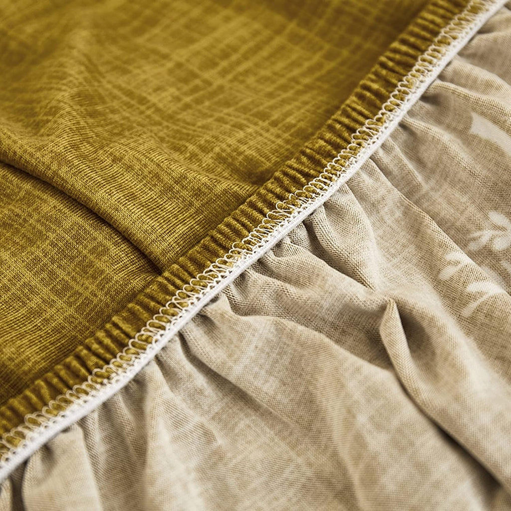 Yellow Leaf L-Shape Sofa Cover - Stain Proof, Dust Proof, Super Strechable & Machine Washable