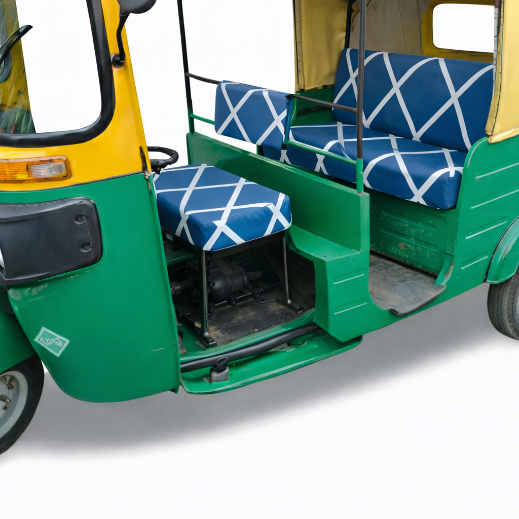 Cross Blue Auto Rickshaw Seat Cover - Stretchable, Dust-Proof, Machine Washable & High Quality