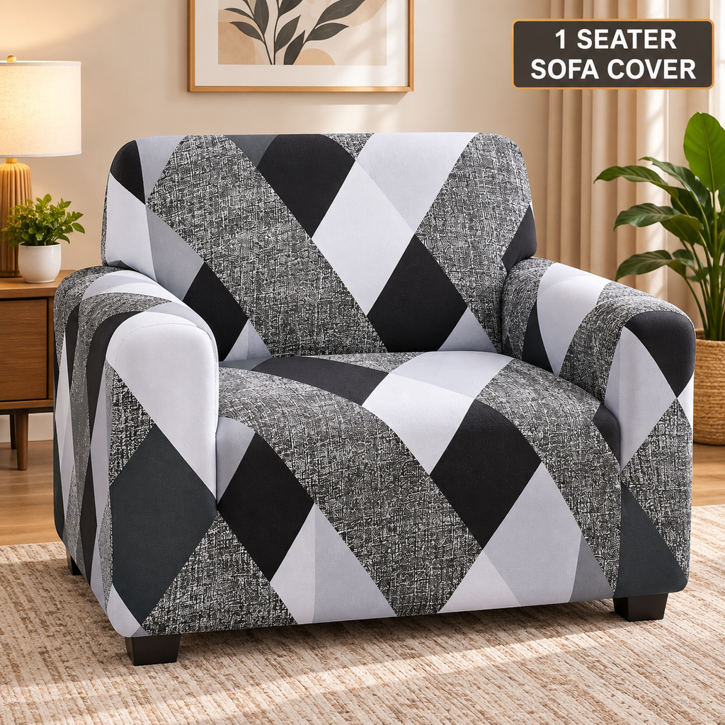 Monochrome Abstract - Luxury Quality Strechable & Dust-proof Sofa Cover