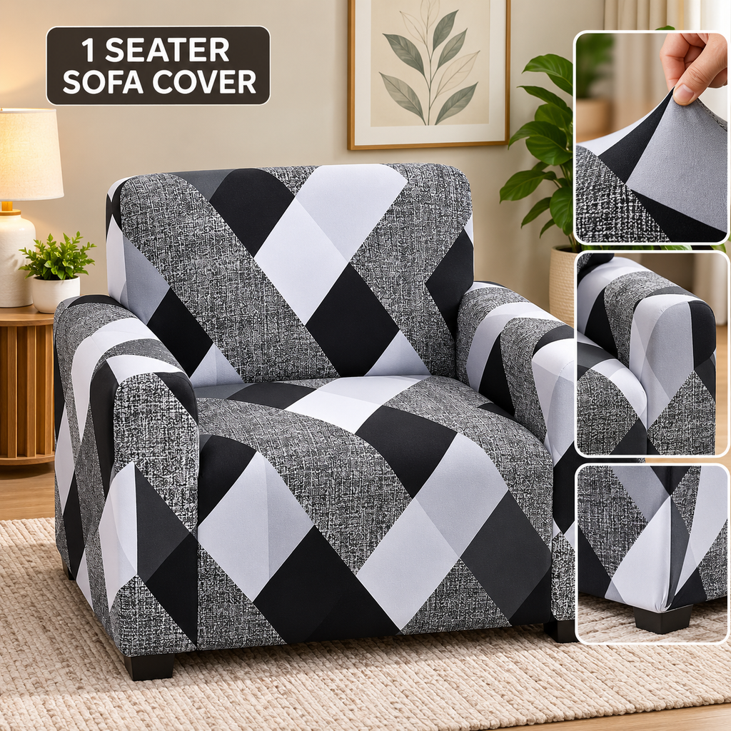 Monochrome Abstract - Luxury Quality Strechable & Dust-proof Sofa Cover