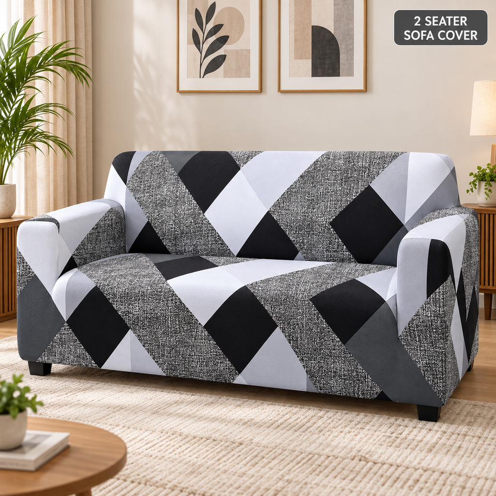Monochrome Abstract - Luxury Quality Strechable & Dust-proof Sofa Cover