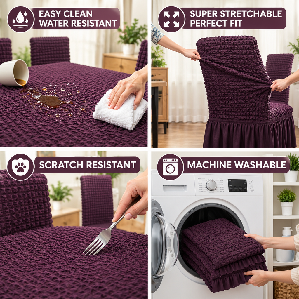 Bubble Brown Dining Chair Cover - Micro Fibre Collection