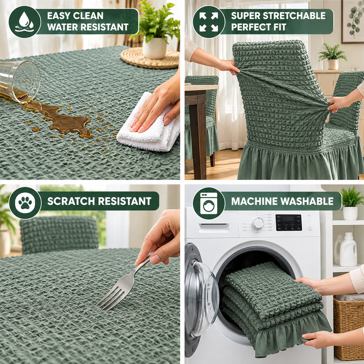 Bubble Green Dining Chair Cover - Micro Fibre Collection