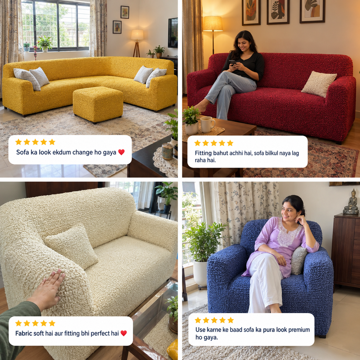 Ash Solid - Corner Sofa Slipcover, Microfibra Collection