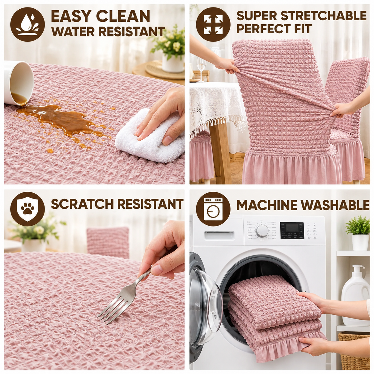 Bubble Peach Dining Chair Cover - Micro Fibre Collection
