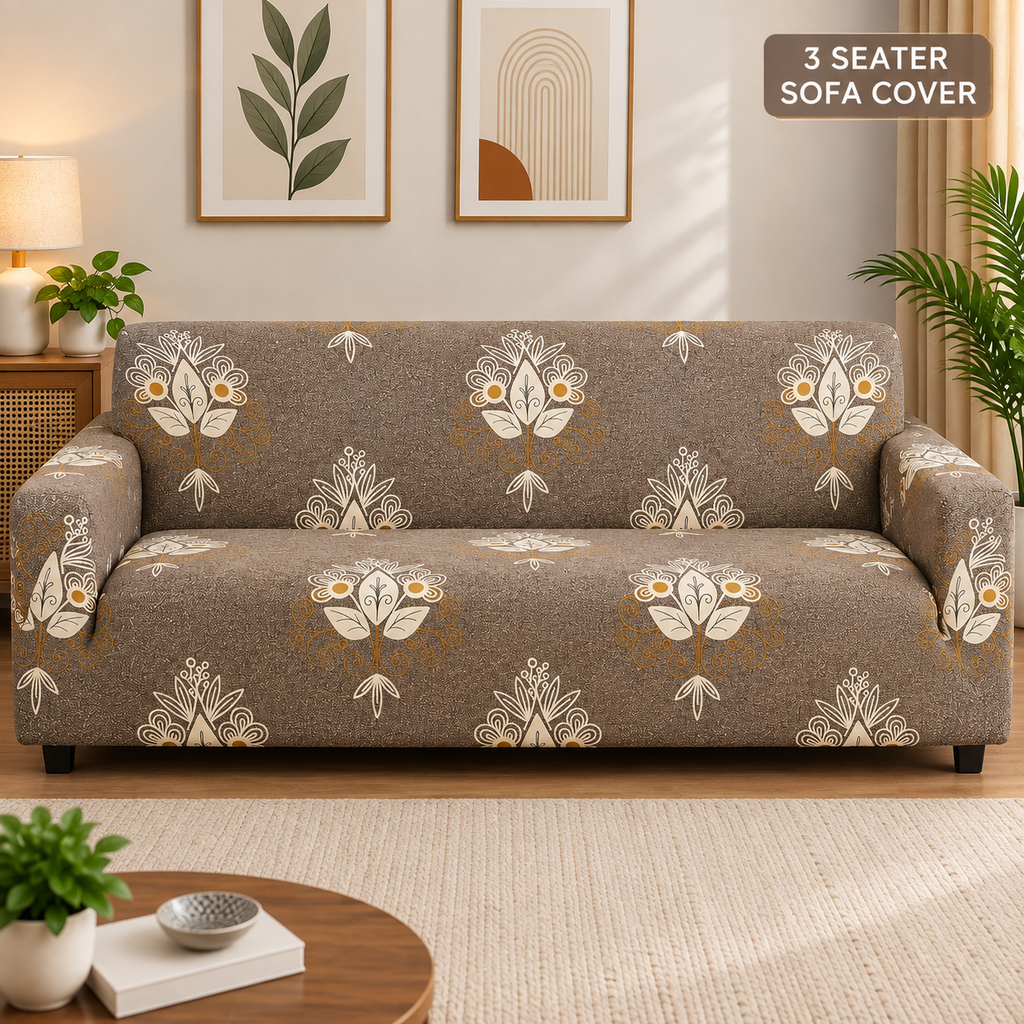 Beige Brocade - Luxury Quality Strechable & Dust-proof Sofa Cover