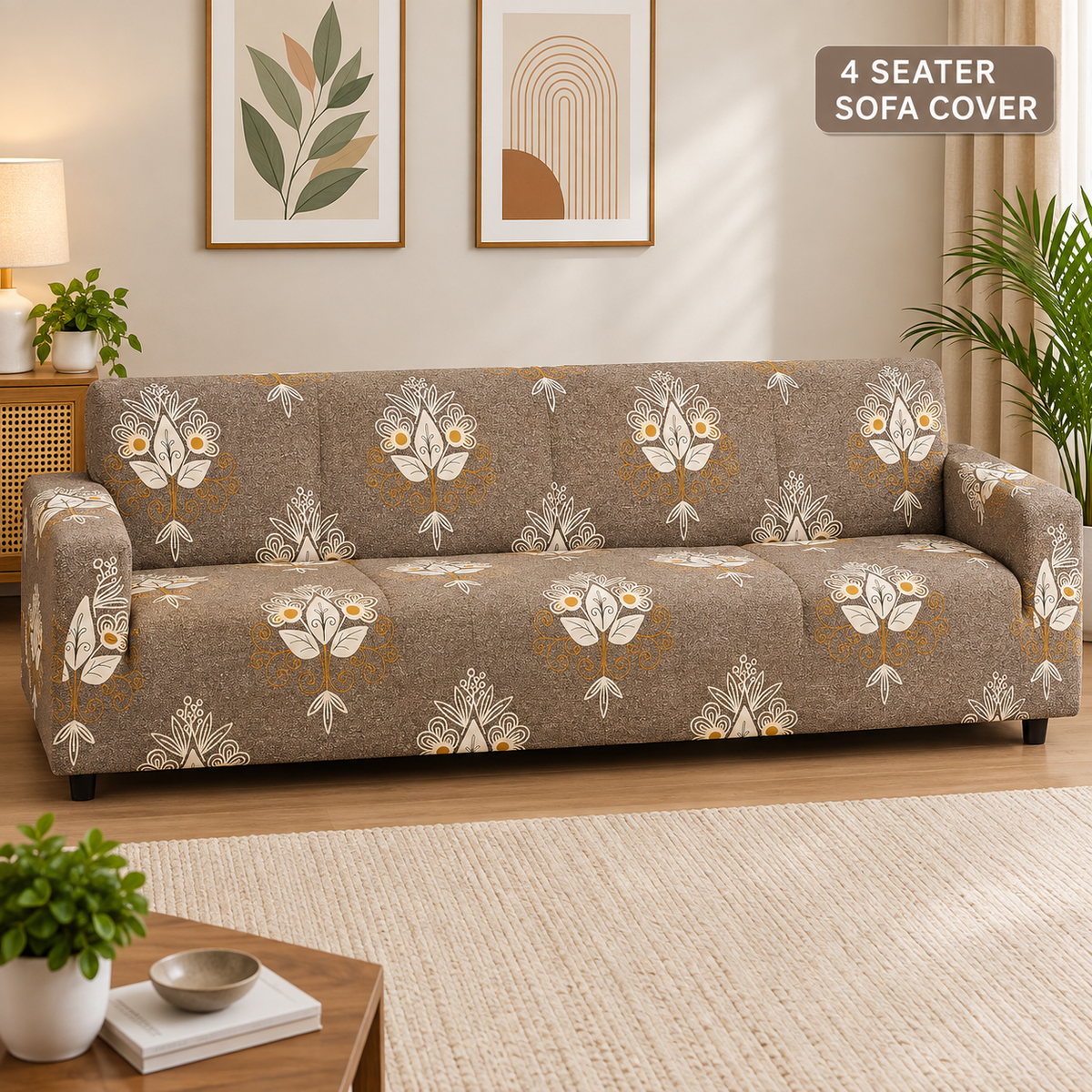 Beige Brocade - Luxury Quality Strechable & Dust-proof Sofa Cover