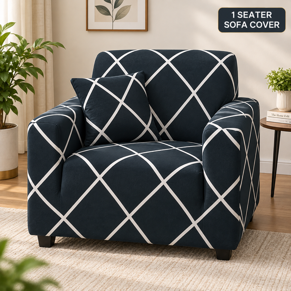 Cross Blue - Luxury Quality Strechable & Dust-proof Sofa Cover