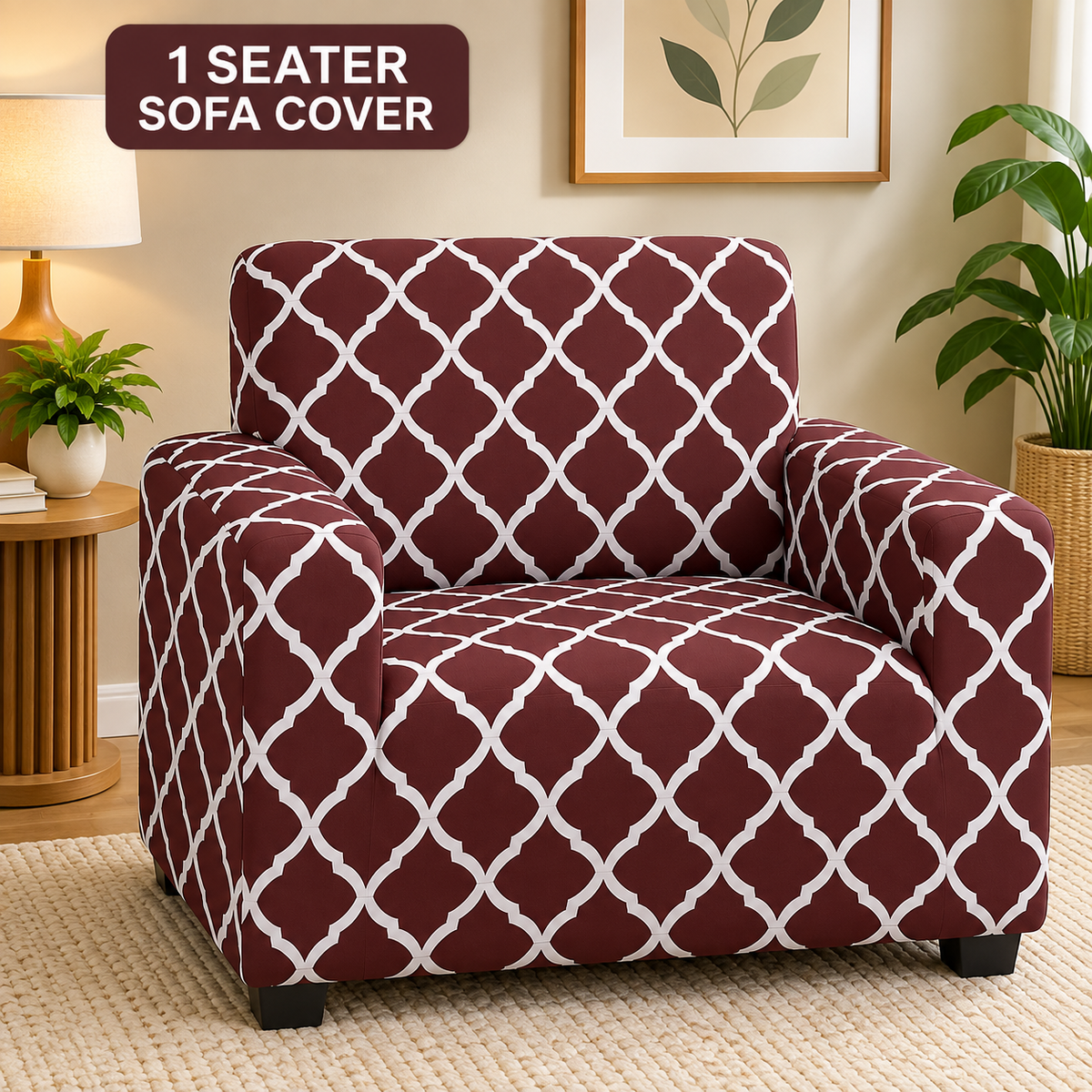 Maroon Diamond - Luxury Quality Strechable & Dust-proof Sofa Cover