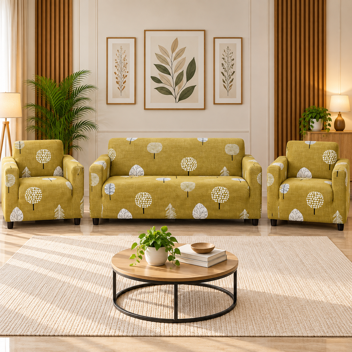 Musturd Leaf - Luxury Quality Strechable & Dust-proof Sofa Cover