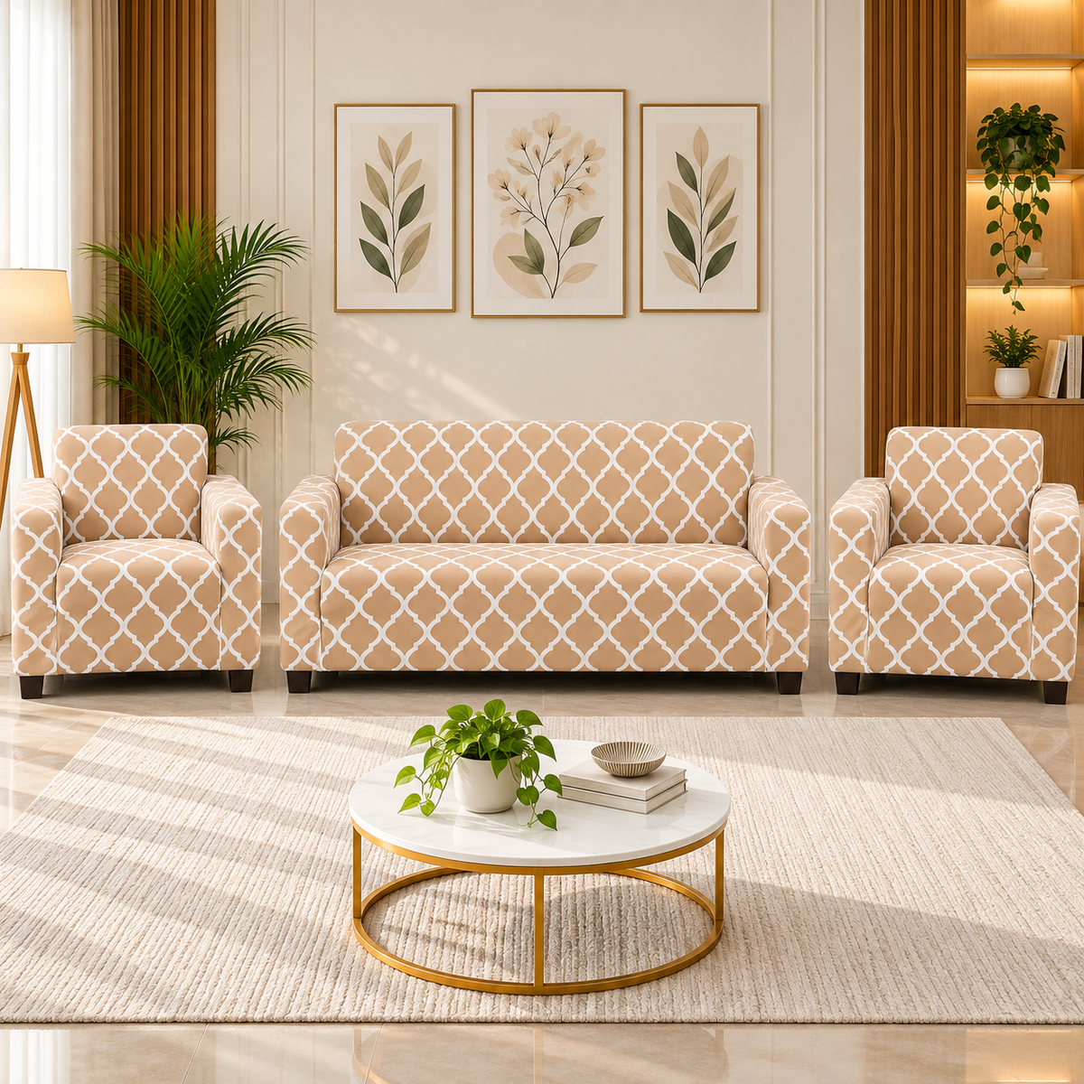 Cream Diamond - Luxury Quality Strechable & Dust-proof Sofa Cover