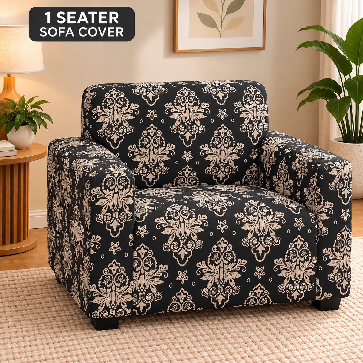 Black Brocade - Luxury Quality Strechable & Dust-proof Sofa Cover