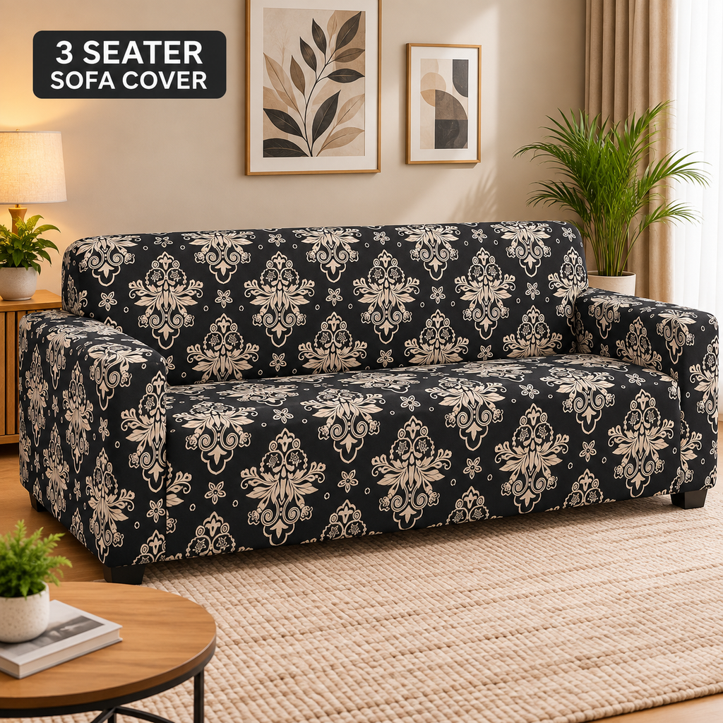 Black Brocade - Luxury Quality Strechable & Dust-proof Sofa Cover