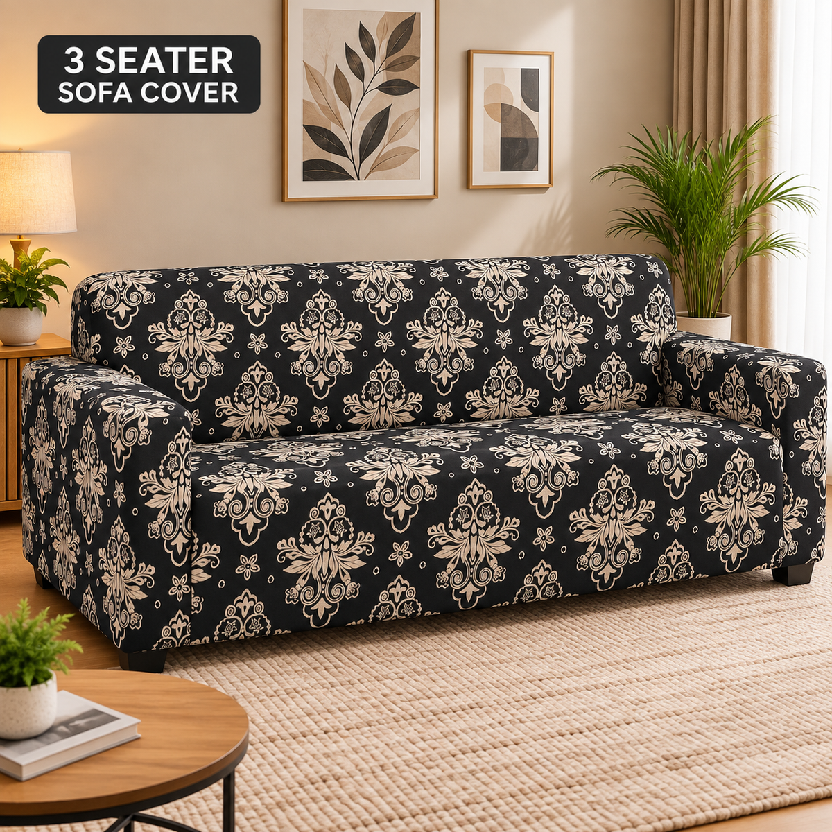 Black Brocade - Luxury Quality Strechable & Dust-proof Sofa Cover