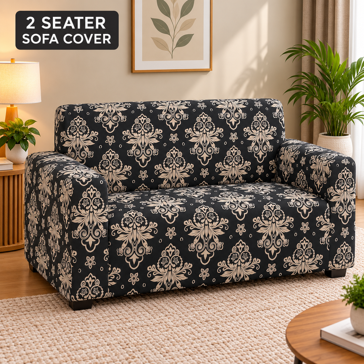 Black Brocade - Luxury Quality Strechable & Dust-proof Sofa Cover