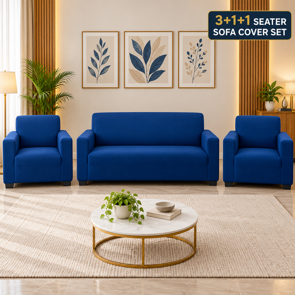Navy Blue Solid - Luxury Quality Strechable & Dust-proof Sofa Cover