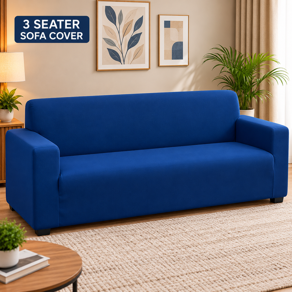 Navy Blue Solid - Luxury Quality Strechable & Dust-proof Sofa Cover