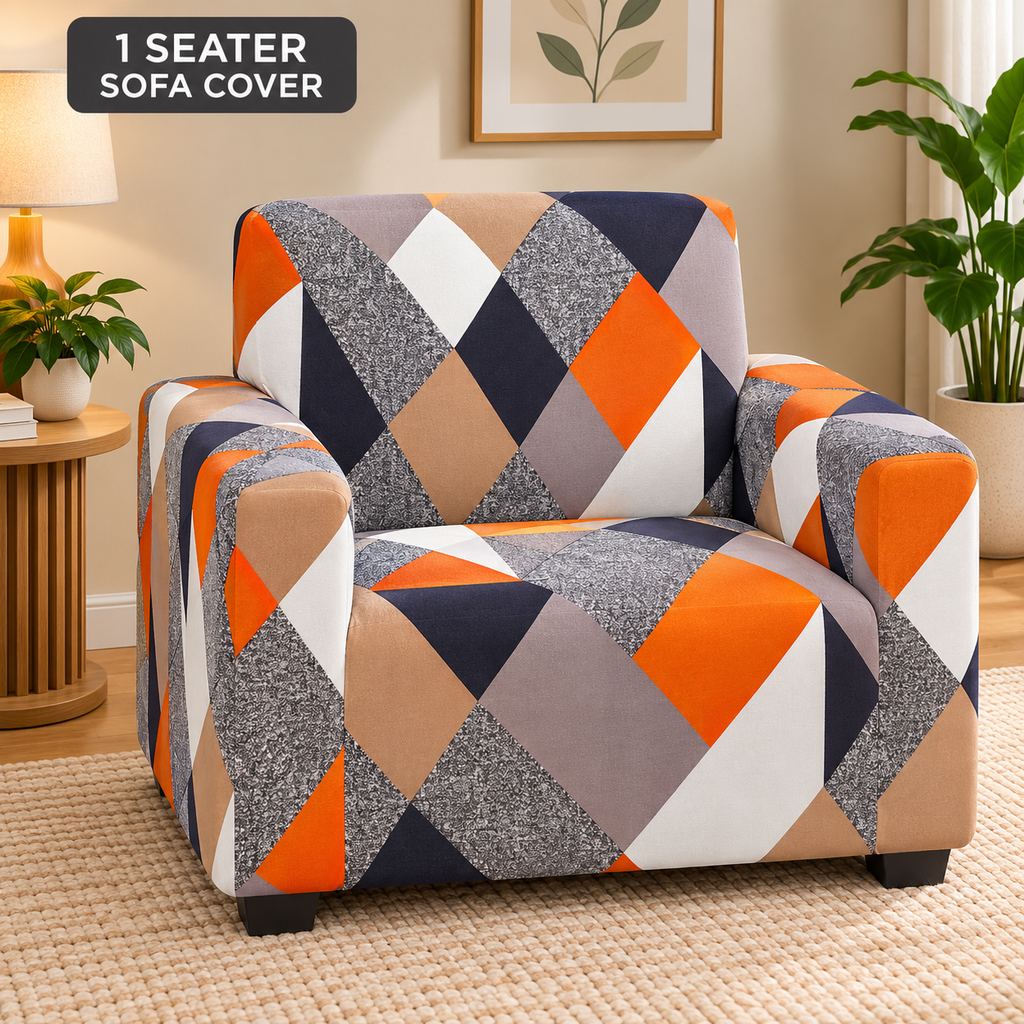 Prism Orange - Luxury Quality Strechable & Dust-proof Sofa Cover