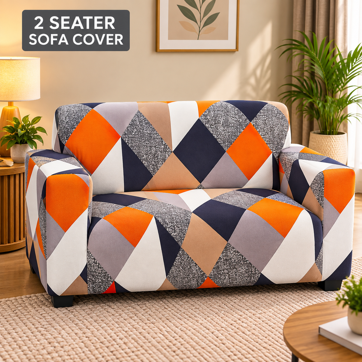 Prism Orange - Luxury Quality Strechable & Dust-proof Sofa Cover