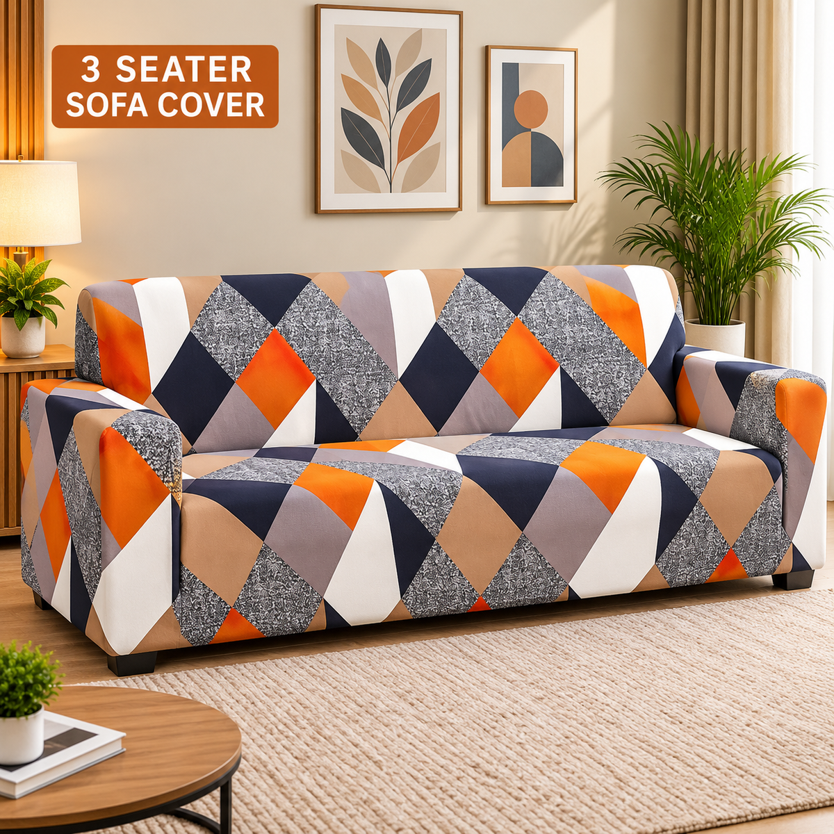 Prism Orange - Luxury Quality Strechable & Dust-proof Sofa Cover