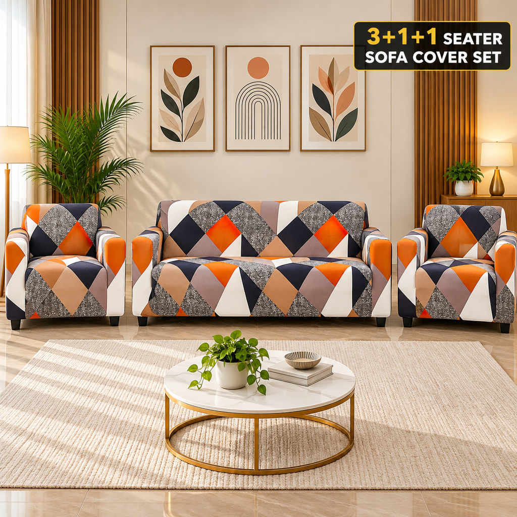 Prism Orange - Luxury Quality Strechable & Dust-proof Sofa Cover