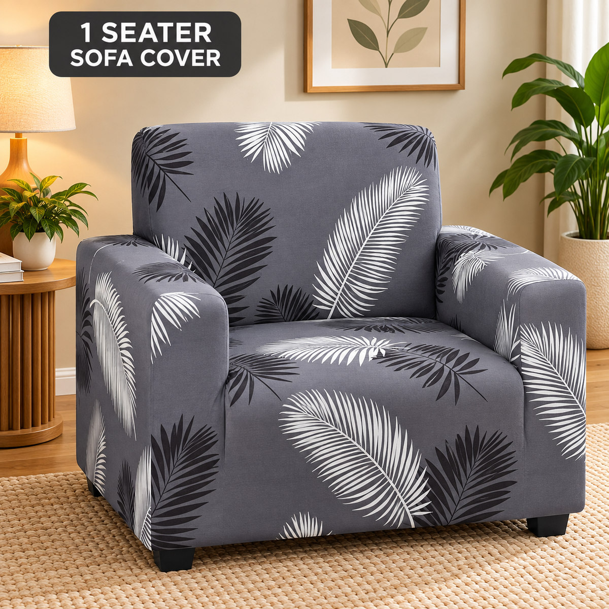 Charcoal Fern - Luxury Quality Strechable & Dust-proof Sofa Cover