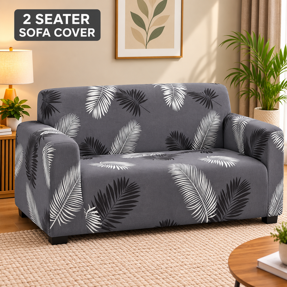 Charcoal Fern - Luxury Quality Strechable & Dust-proof Sofa Cover