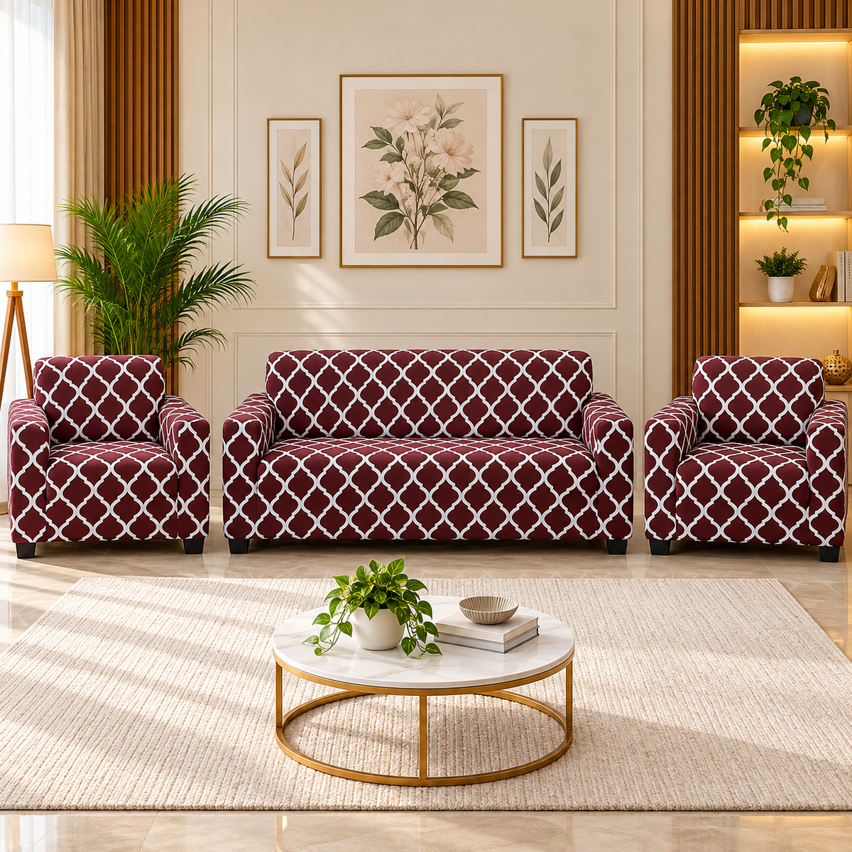 Maroon Diamond - Luxury Quality Strechable & Dust-proof Sofa Cover