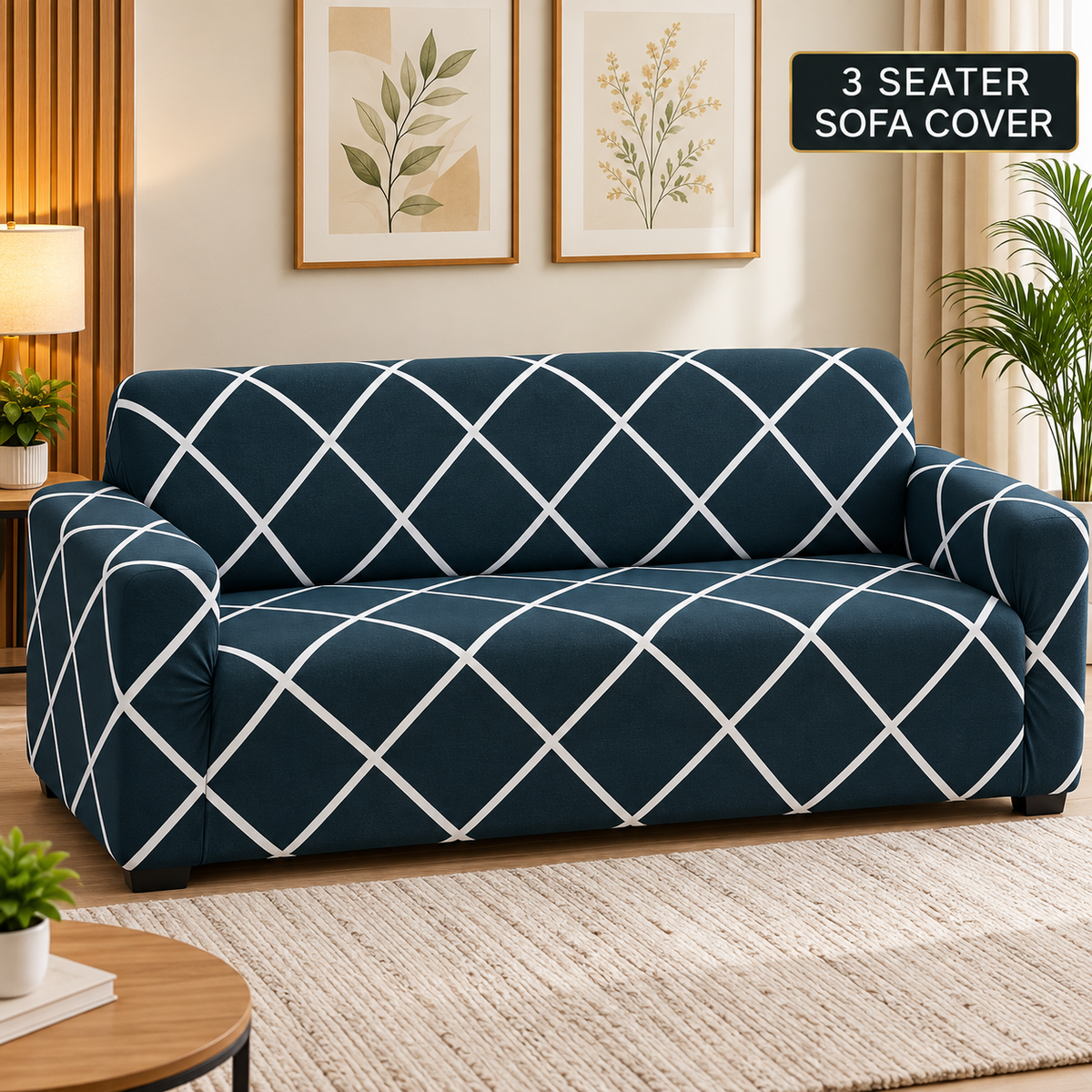 Cross Blue - Luxury Quality Strechable & Dust-proof Sofa Cover