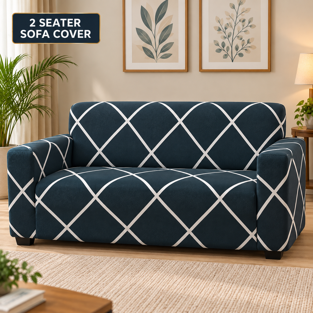 Cross Blue - Luxury Quality Strechable & Dust-proof Sofa Cover