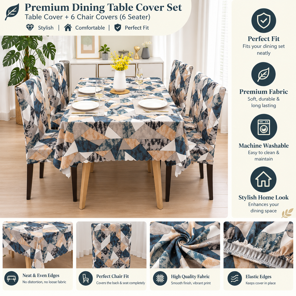 Shades Of Prism Dining Set Cover | Table & Chair Covers | Stretchable & Machine Washable | 4, 6 & 8 Seater