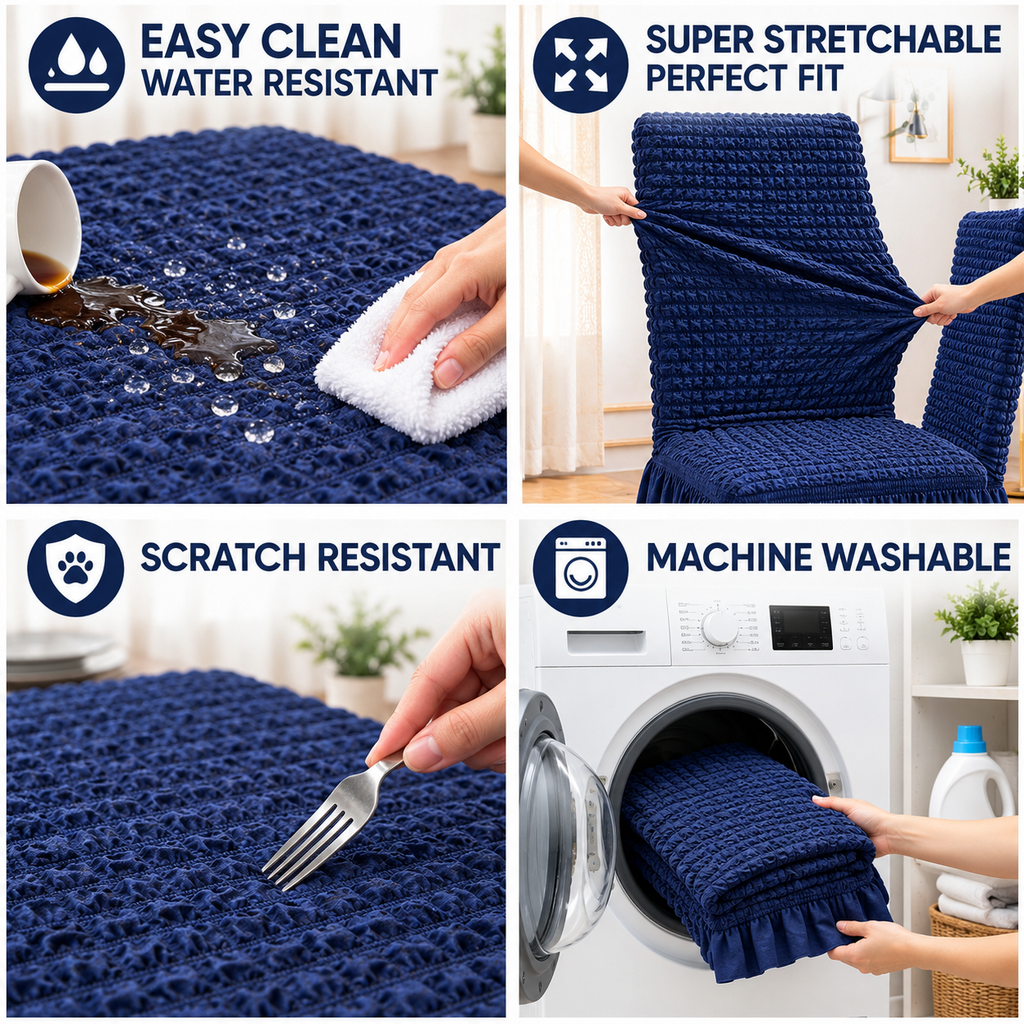Bubble Blue Dining Chair Cover - Micro Fibre Collection