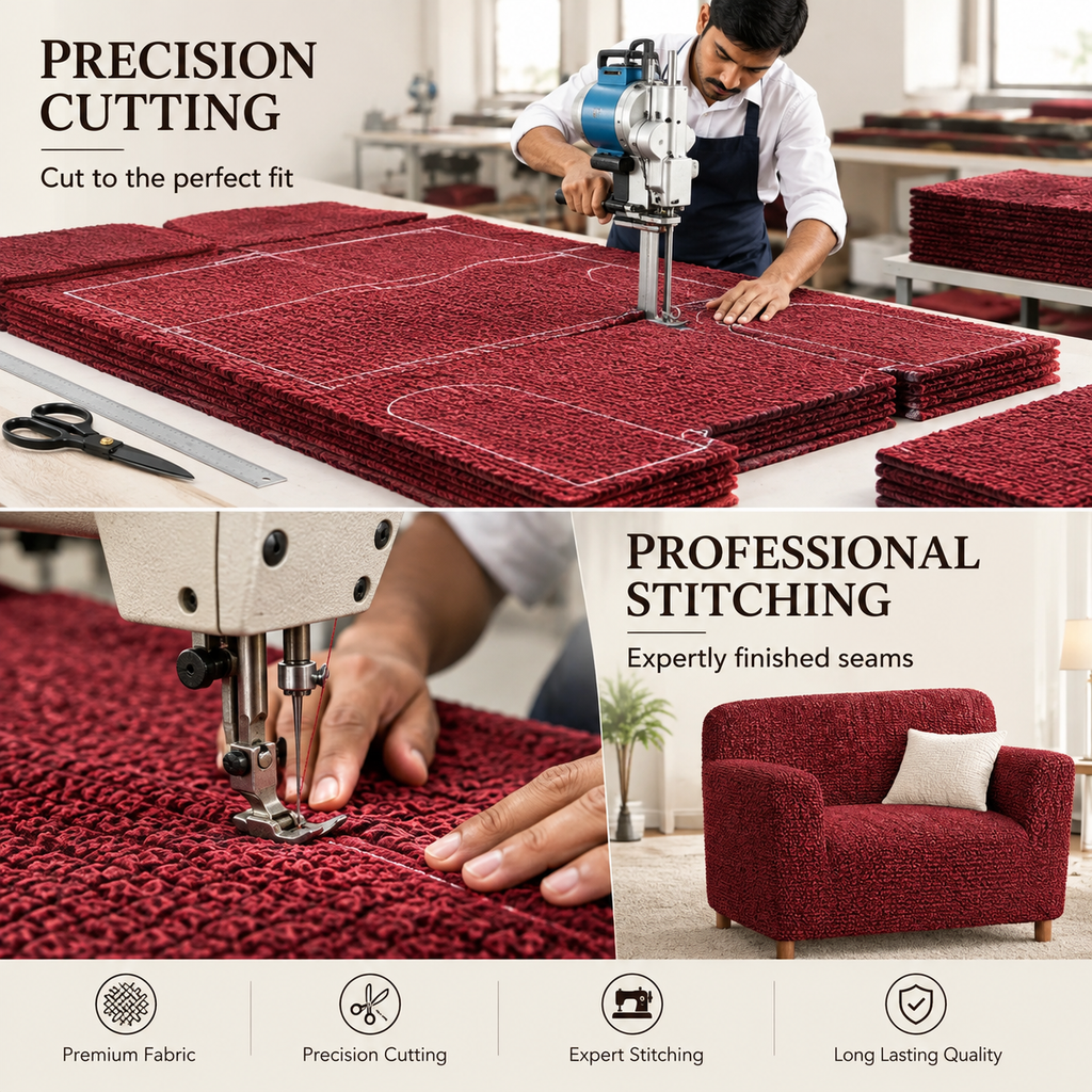 Maroon Solid - Corner Sofa Slipcover, Microfibra Collection