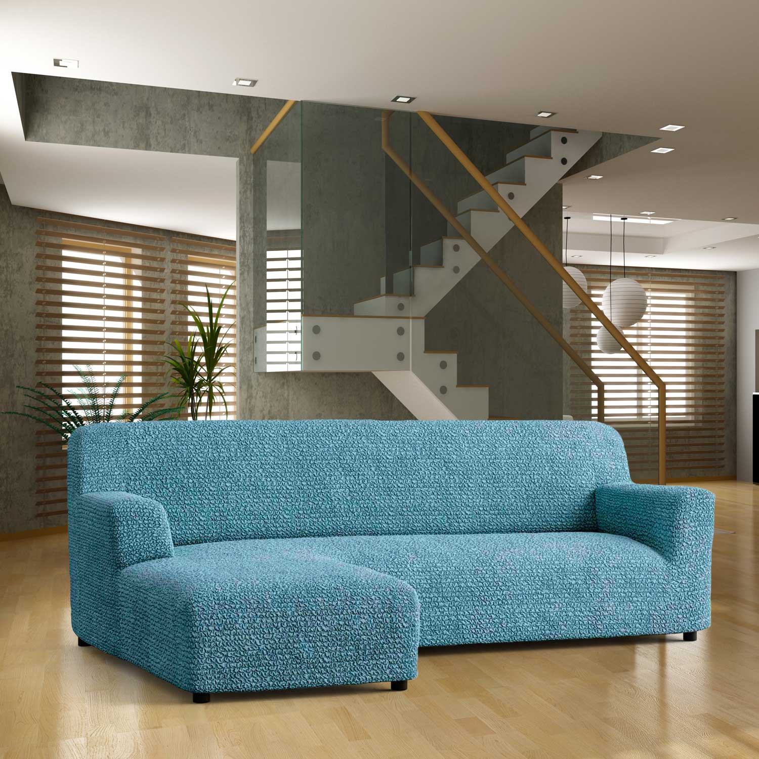 Bouncy Teal Sofa Cover - Dustproof Water-Proof Streachable