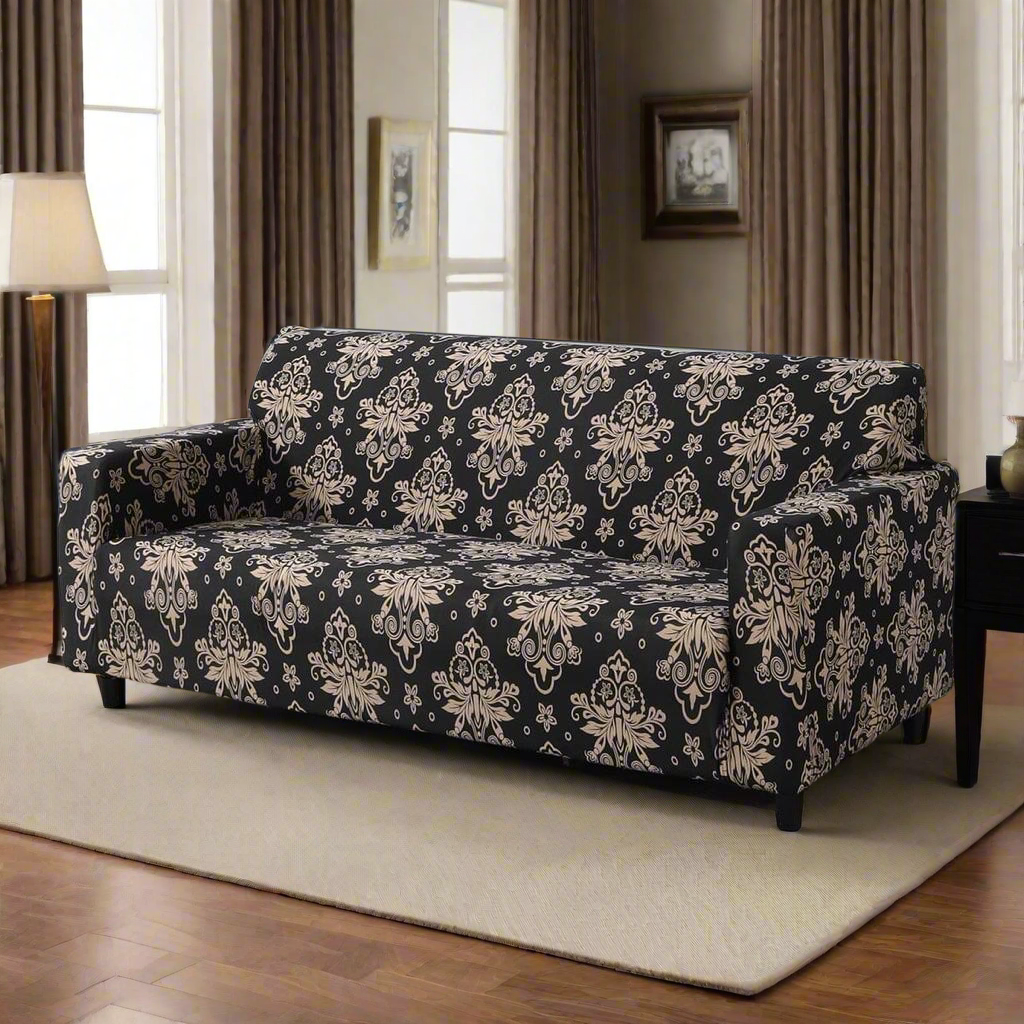 Black Brocade - Luxury Quality Strechable & Dust-proof Sofa Cover