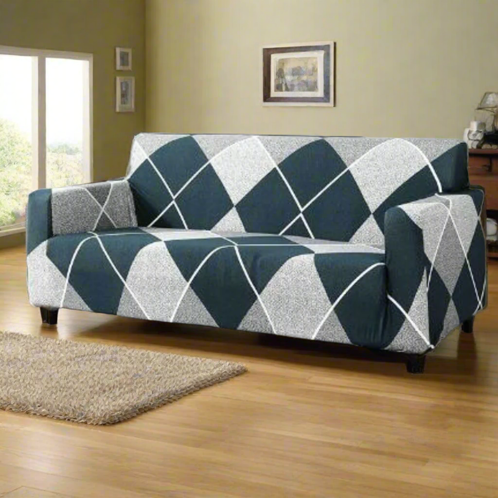 Checkerplaid Blue - Luxury Quality Strechable & Dust-proof Sofa Cover
