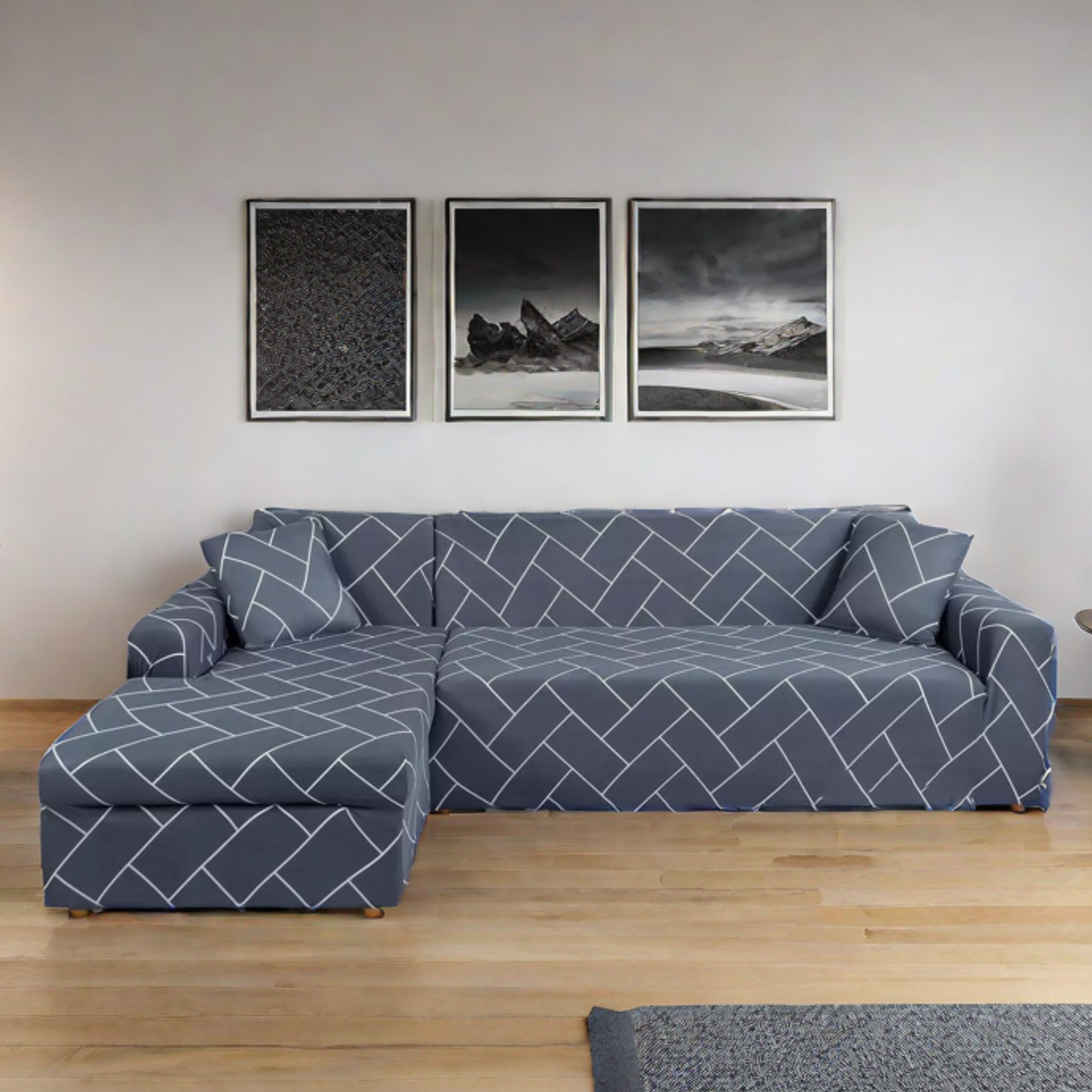 Hexa Grey L-Shape Sofa Cover - Stain Proof, Dust Proof, Super Strechable & Machine Washable