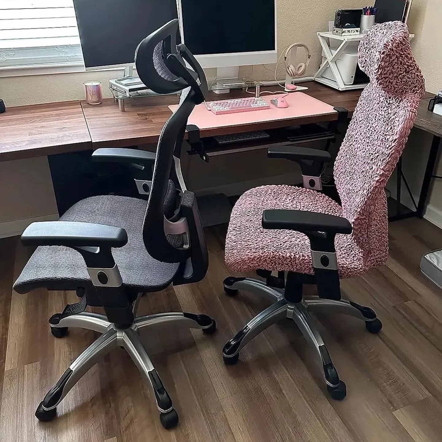 Bubble Black Chair Cover - Fit For All Size Office Chair Slipcover, Microfibra Collection