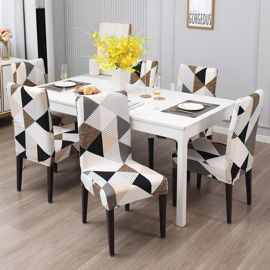 Geometric Brown Chair Cover